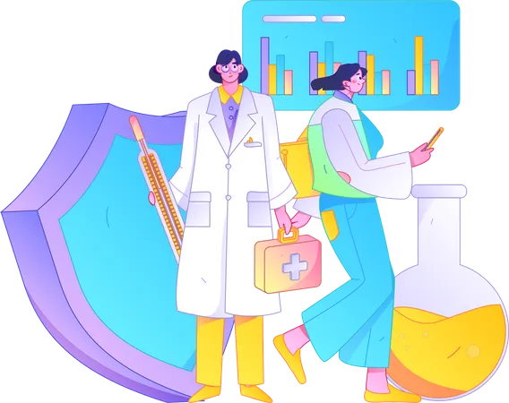 Doctor doing medical analysis  Illustration