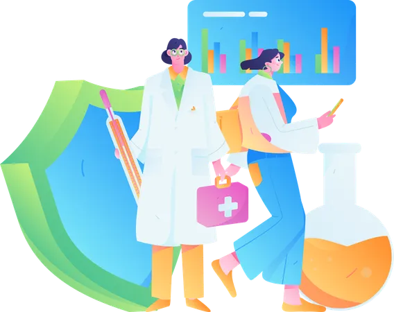 Doctor doing medical analysis  Illustration