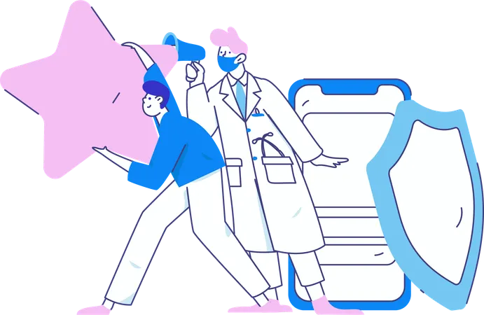 Doctor doing medical announcement  Illustration