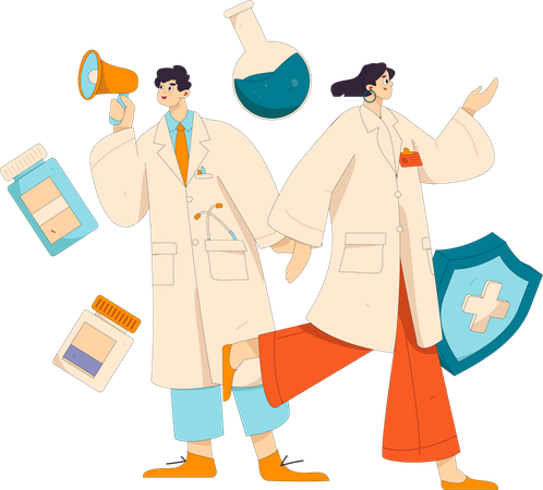 Doctor doing medical marketing  Illustration