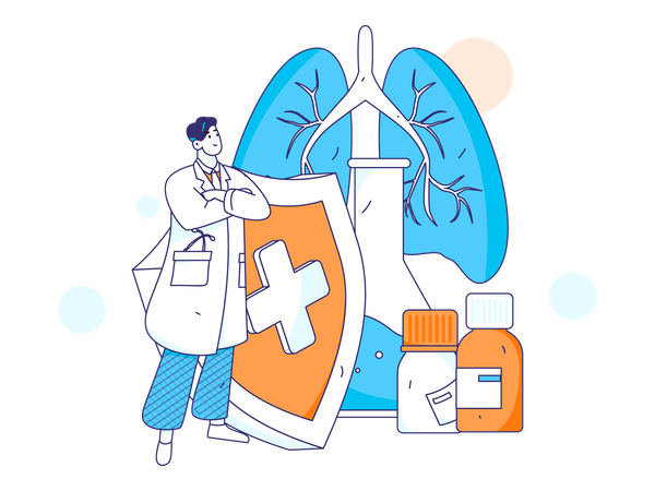 Doctor doing medical research  Illustration