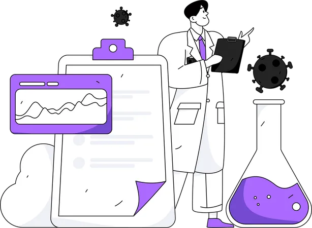 의학 연구를 하는 의사  일러스트레이션