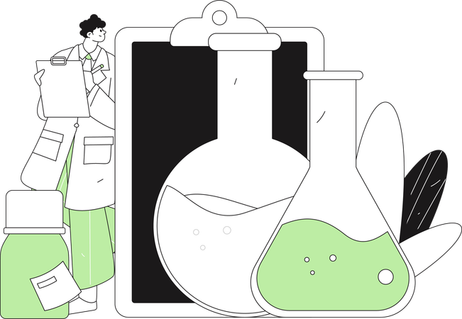 Doctor doing medical research  Illustration