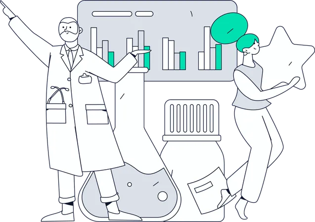 Doctor Doing Medical Research  Illustration