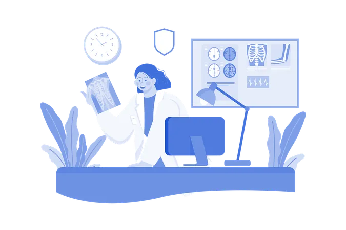 Doctor Doing Medical Research  Illustration