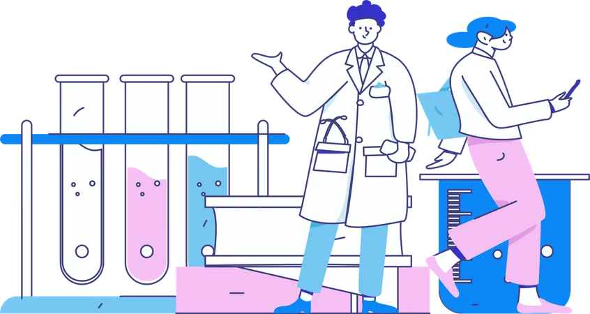 Doctor doing medical research  Illustration