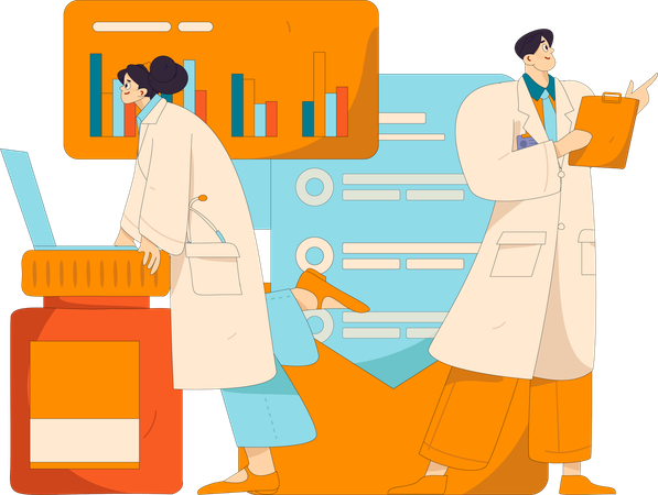 Doctor doing medical research  Illustration