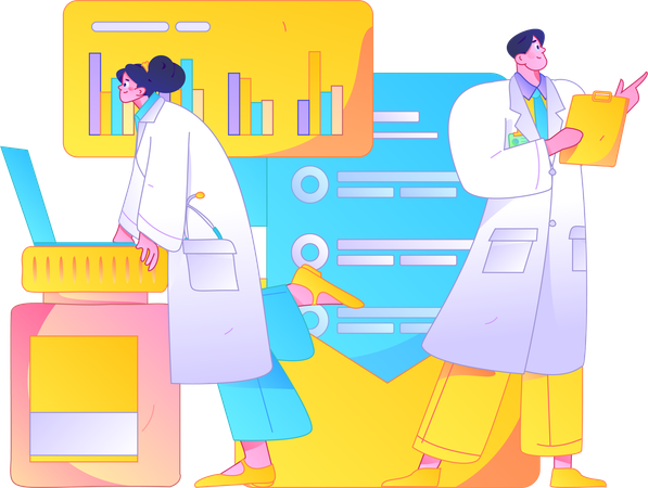 Doctor doing medical research  Illustration