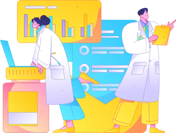 Doctor doing medical research  Illustration