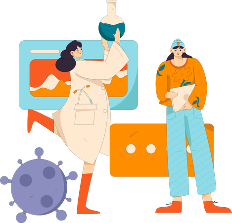 Doctor doing medical research  Illustration