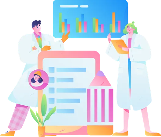 Doctor doing medical research  Illustration