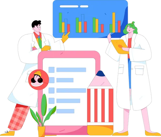 Doctor doing medical research  Illustration