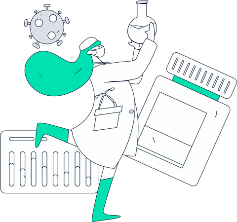 Doctor Doing Medical Research  Illustration