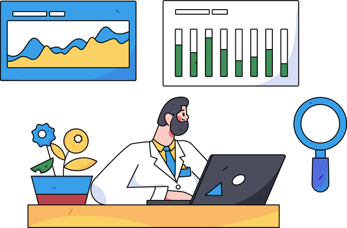 Doctor doing medical research  Illustration