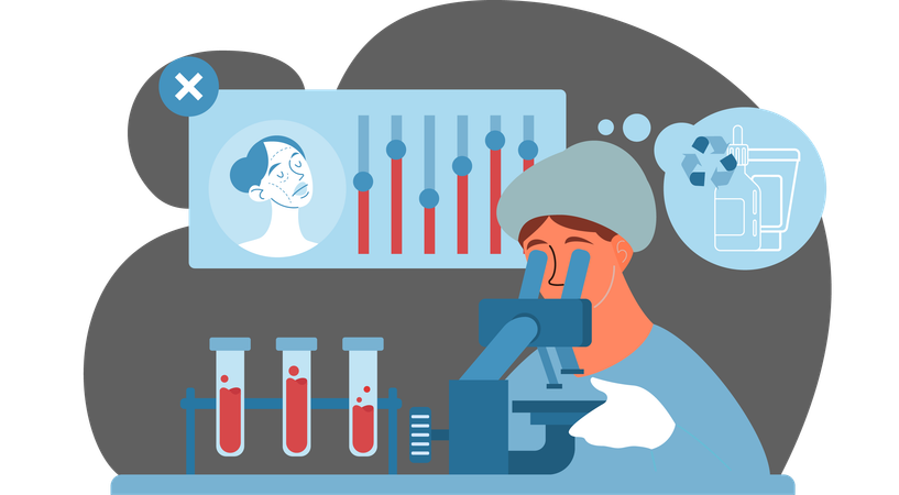 Doctor doing medical research in laboratory  Illustration