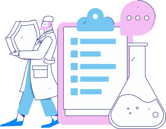 Doctor doing medical testing  Illustration