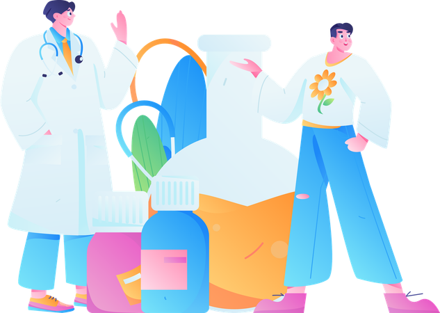 Doctor doing medicine experiment  Illustration