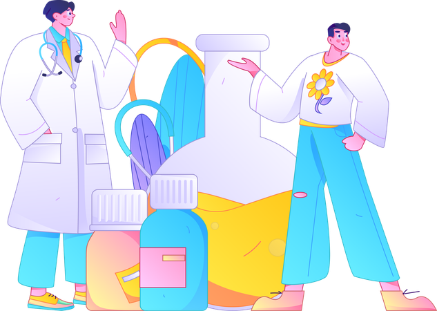 Doctor doing medicine experiment  Illustration