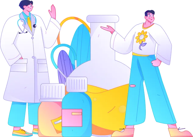 Doctor doing medicine experiment  Illustration