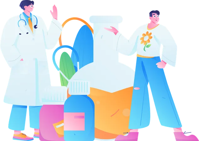 Doctor doing medicine experiment  Illustration