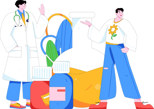 Doctor doing medicine experiment  Illustration