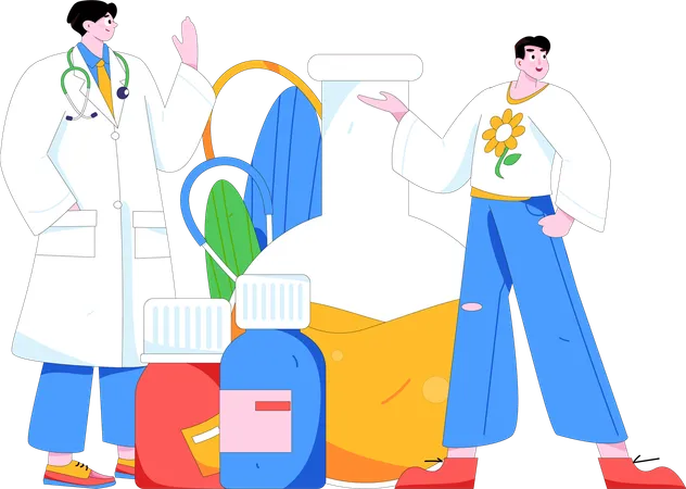 Doctor doing medicine experiment  Illustration