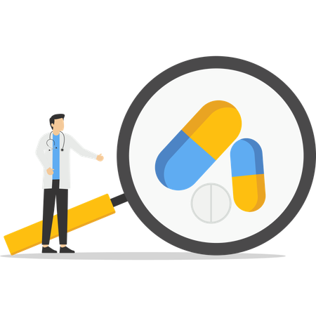 Doctor doing medicine research  Illustration