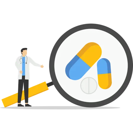 Doctor doing medicine research  Illustration