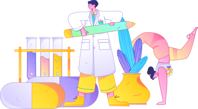 Doctor doing medicine research  Illustration