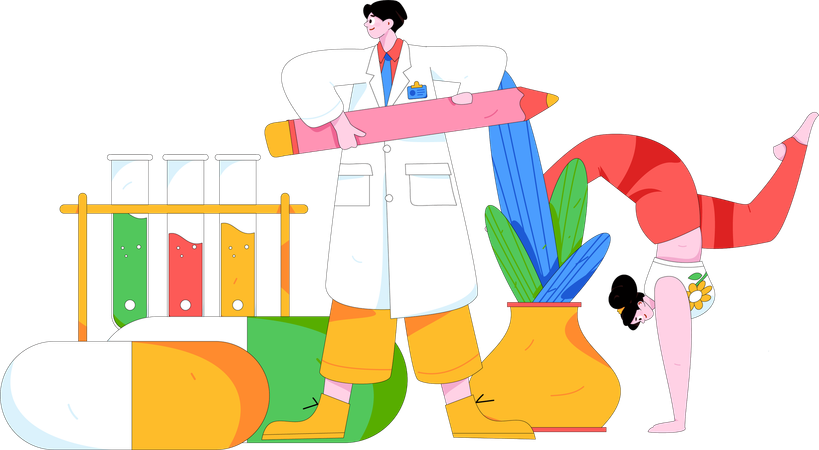 Doctor doing medicine research  Illustration