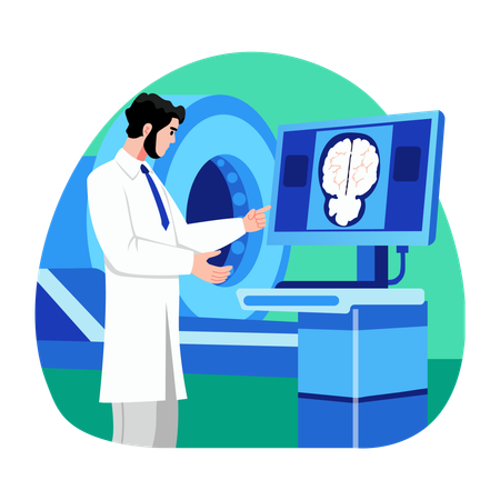 Doctor doing mri scan  Illustration