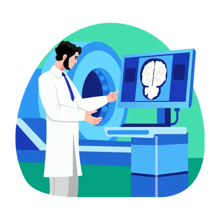Doctor doing mri scan  Illustration