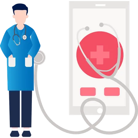 Doctor doing online checkup  Illustration