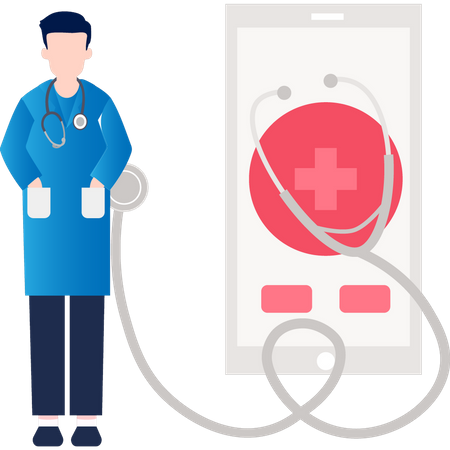 Doctor doing online checkup  Illustration