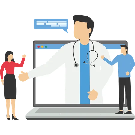 Doctor doing online checkup of patient  Illustration