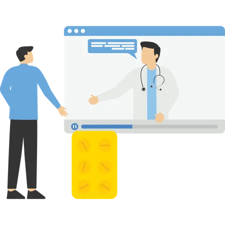 Doctor doing online checkup of patient  Illustration