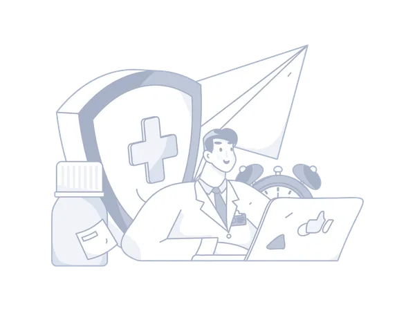 Doctor doing online consultation  Illustration