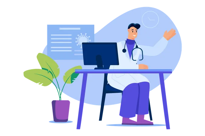 Doctor doing online health checkup  Illustration