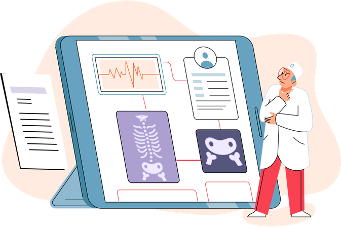 Doctor doing online medical consultation  Illustration