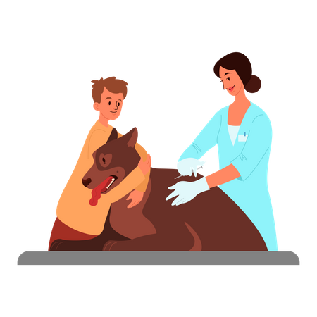 Doctor doing pet vaccination Illustration