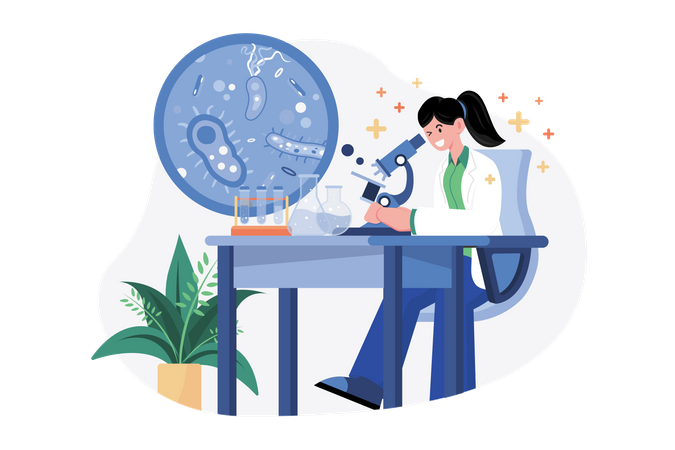 Doctor doing research in lab Illustration