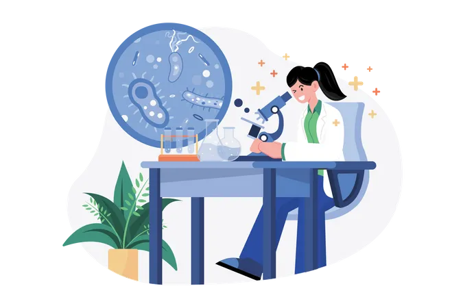 Doctor doing research in lab  Illustration