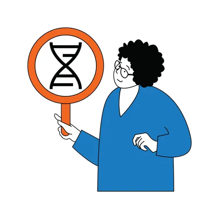 Doctor doing research on dna  Illustration