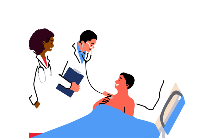 Doctor doing routine checkup with patient  Illustration