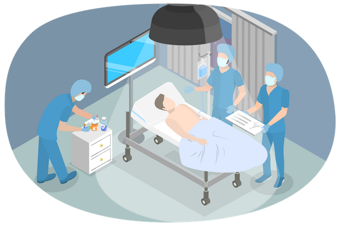 Doctor doing surgery in operation theater  Illustration