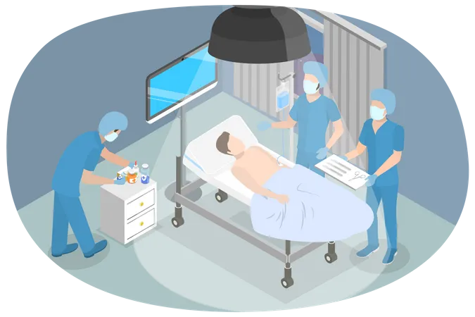 Doctor doing surgery in operation theater  Illustration