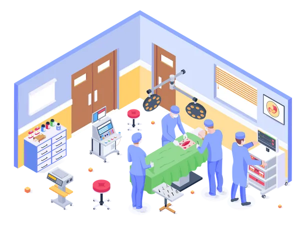 Doctor Doing Surgery In Operation Theatre  Illustration