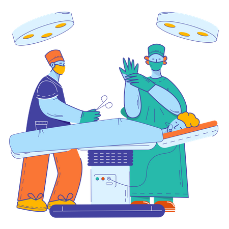 Doctor doing surgery in operation theatre  Illustration