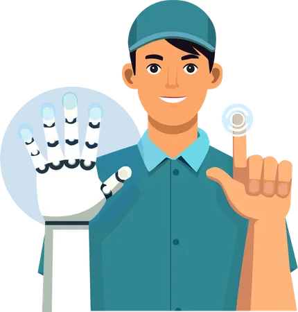 Doctor doing surgery using robot hand  Illustration