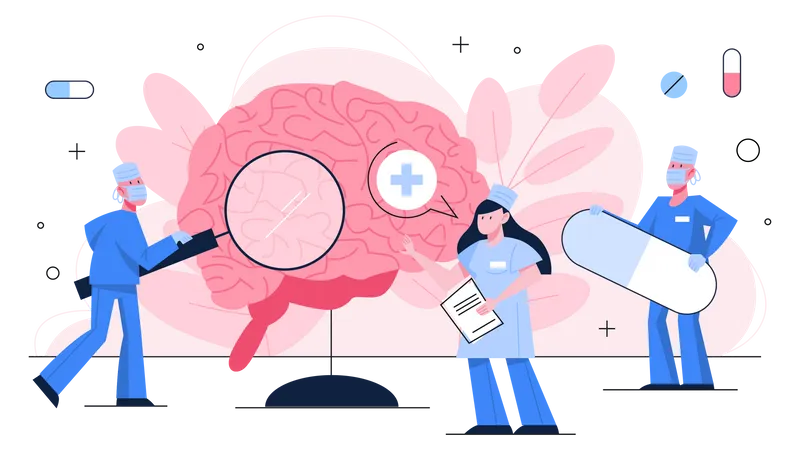 Doctor doing treatment of brain  Illustration